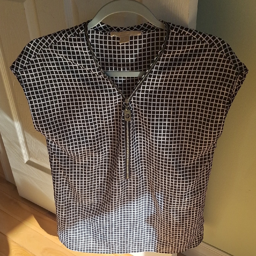 MICHAEL Michael Kors Black and White Checkered Blouse
